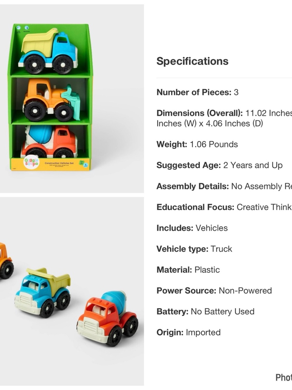 🚧 Gigglescape™ Construction Vehicles 3-pack set - Picture 7 of 9